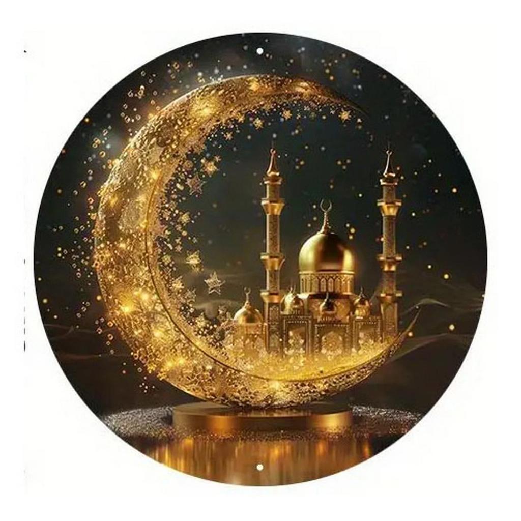 Retro Round Metal Tin Signs Sun And Moon Face Decor Pattern Nostalgic Iron Painting Novelty For Cafe Bar Man Cave Wall Decor