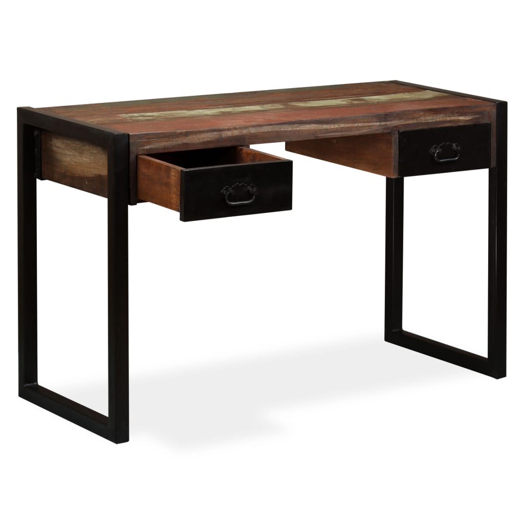 Industrial Style Desk with 2 Drawers Reclaimed Solid Wood 120 x 50 x 76 cm