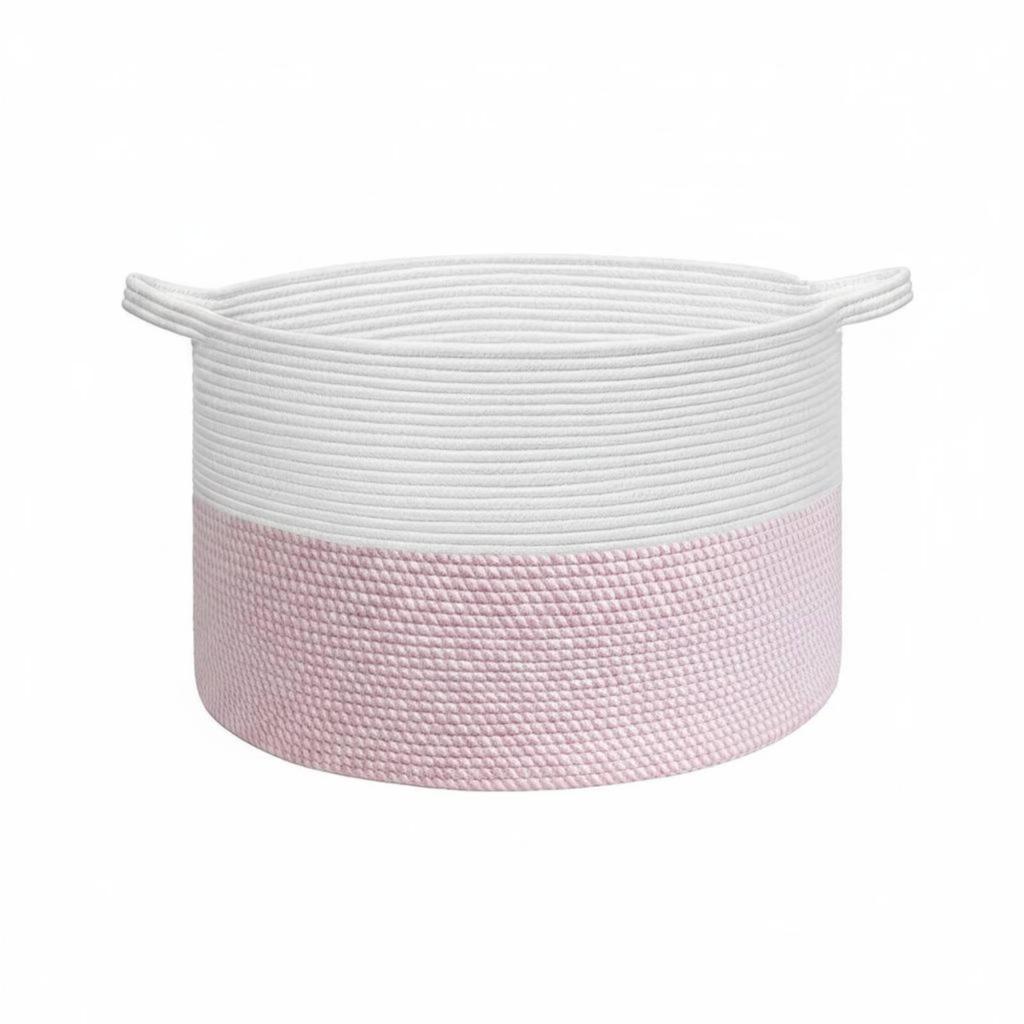 Cesta de Cuerda para Ropa de Gran Capacidad Cesta de Lavandería Tejida con Asas Cesta de Almacenamiento de Cuerda