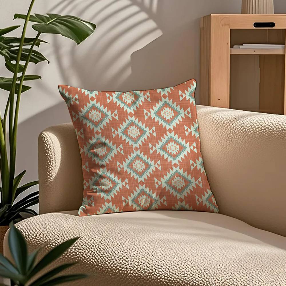 ART Native Fabric Pattern Pillow Case Comfort Sofa Bed Silky elegant Invisible zipper Custom Decorative cushion cover