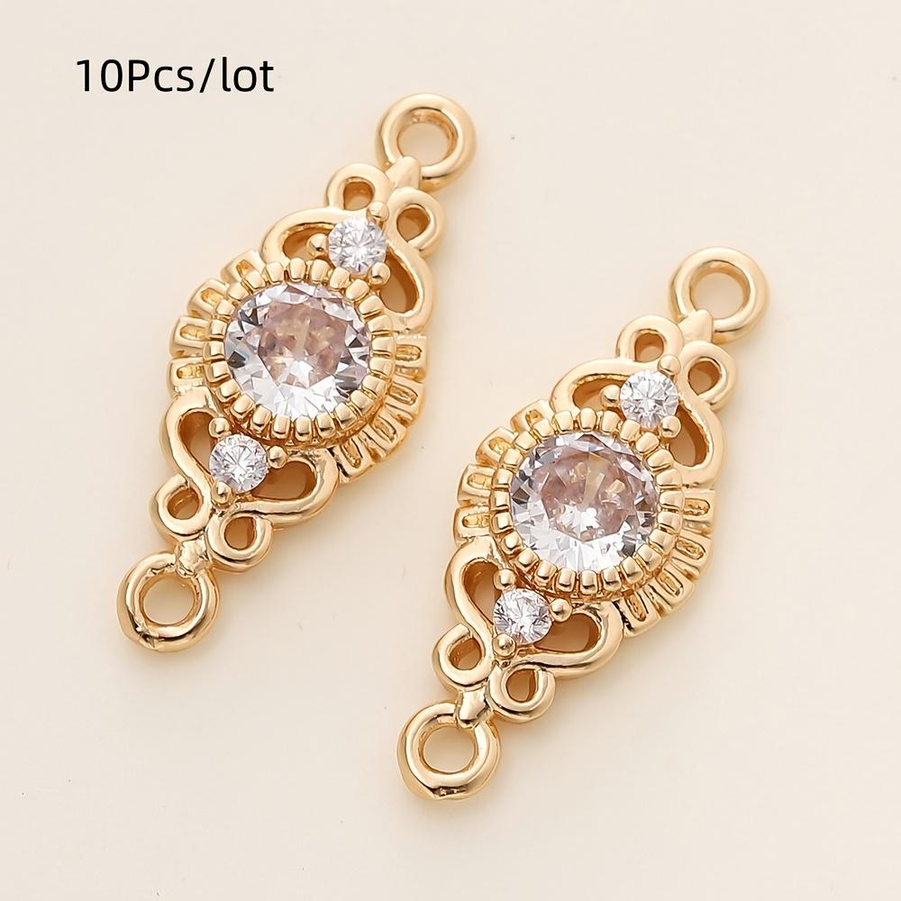 

10 pieces of 18k gold-plated brass oval connector pendant with 2 holes and gemstone settings - DIY jewelry making supplies with 10pcs белый