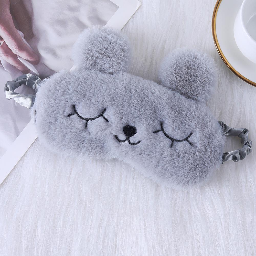 Unicorn Ears Plush Eye Mask with Embroidered Rabbit Design for Sleep Shading