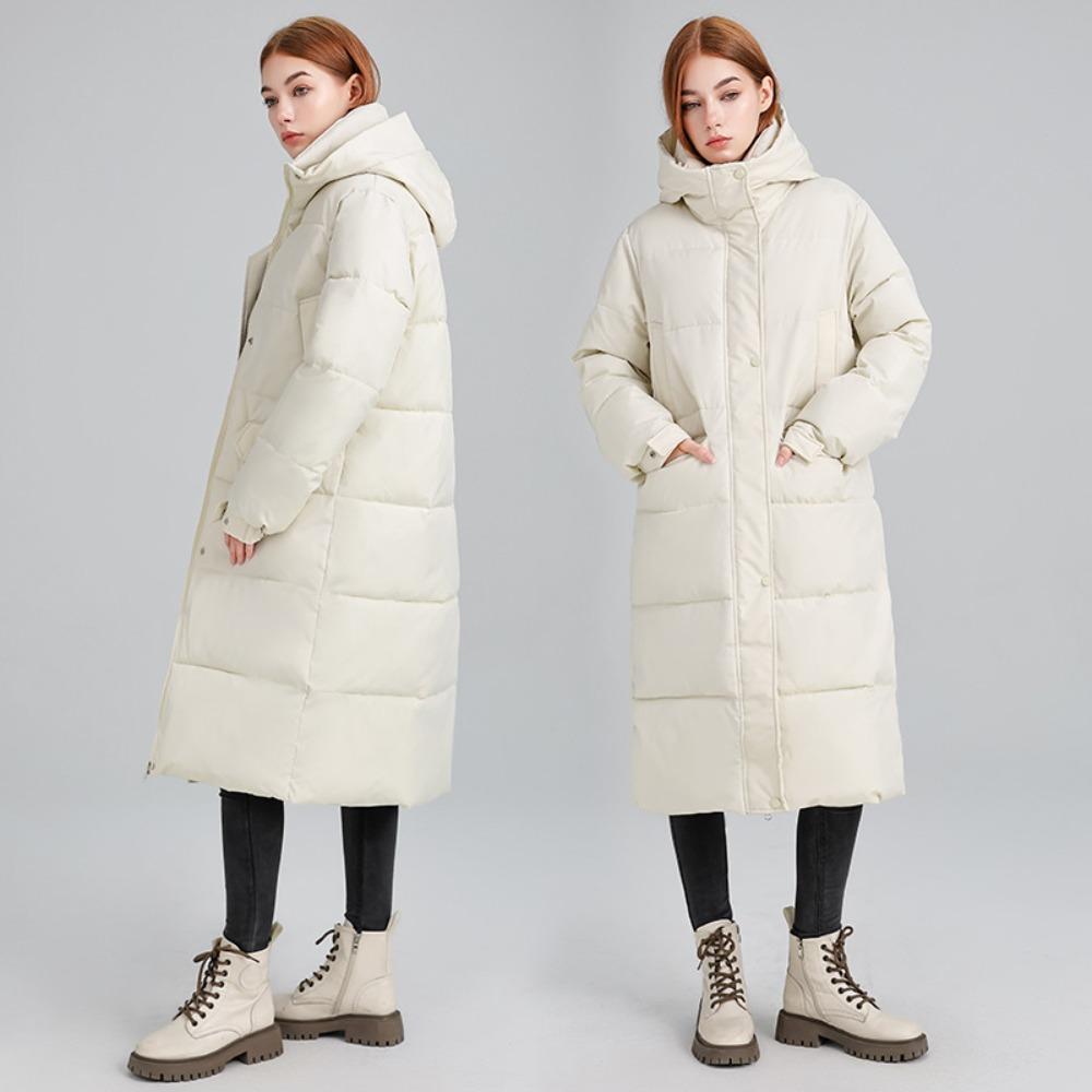 New fashionable versatile long knee-over hooded cotton-padded jacket in winter loose and thick warm cotton-padded jacket