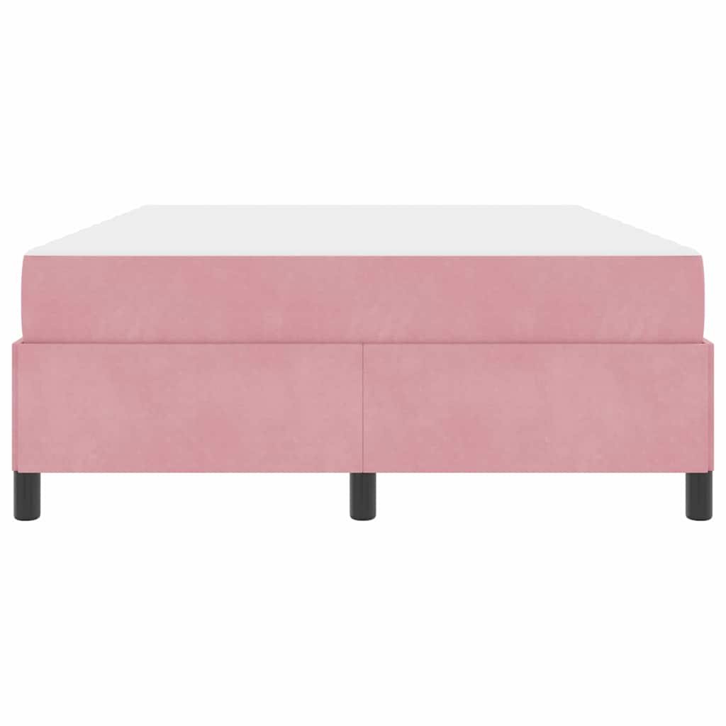 Bed Frame with Mattress Pink 140 x 190 cm Fabric