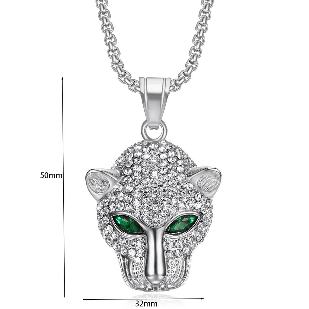Vintage Stainless Steel Leopard Head Pendant Necklace Gothic Hip Hop Men Party Jewelry Gift