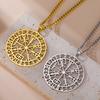 Dawapara Vegvisir Pendant Necklace Nordic Runes Compass Necklace Protection Amulet Stainless Steel Jewelry
