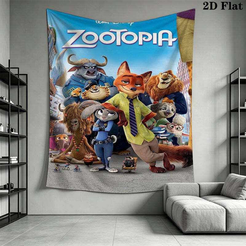 Zootopia Adventure Wall Tapestry Fashion Print Background Cloth Home Decor Atmospheric Background Cloth Work Of Art