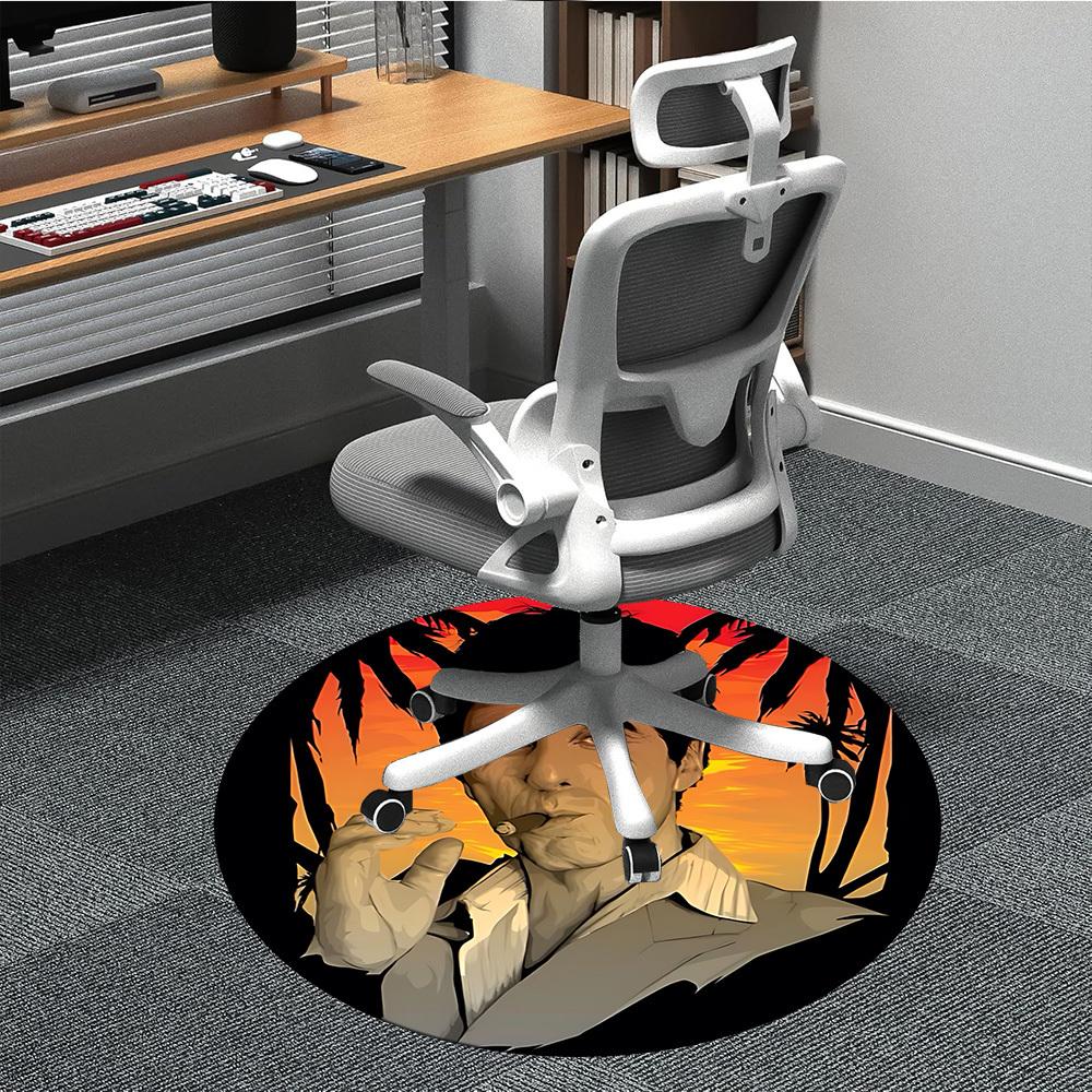 

1pc Scarface Carpet, Round Non-Slip Durable Large Size Office Carpet, Suitable for Office yy250908075 80cm by 80cm