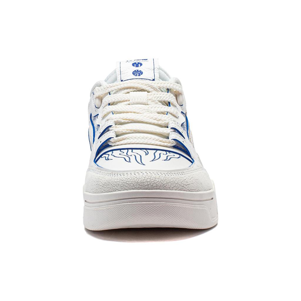 New LiNing Yuebai Qingying Anti Slip Wear Resistant Low Top Casual Shoes Unisex White Blue AGCS427-15