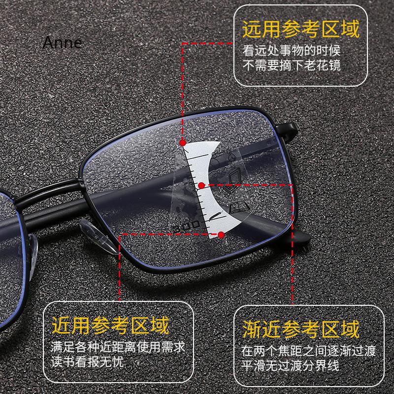 Progressive Multifocal Reading Glasses Men Women Anti Blue Light Glasses Vintage Computer Glasses Square Presbyopic
