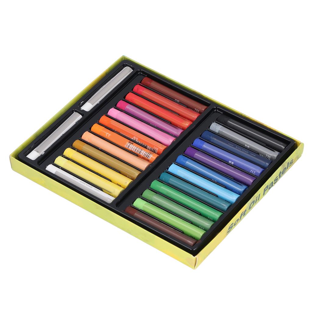 26pcs Oil Pastels 24 Colors Glossy Soft Touch Safe Reliable Practical DIY Making Coloring