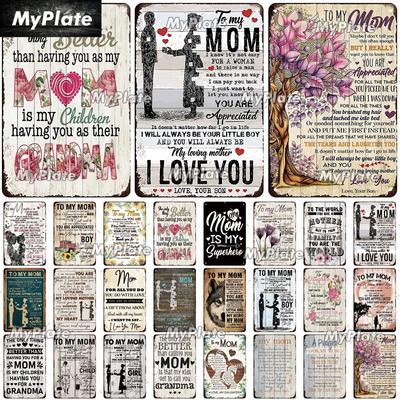 Letrero Metálico Vintage Para Mi Mamá Letrero de Lata de Amor Placa Decorativa Decoración de Pared para el Hogar Letrero de Bar Póster de Decoración para el Hogar Envío Directo