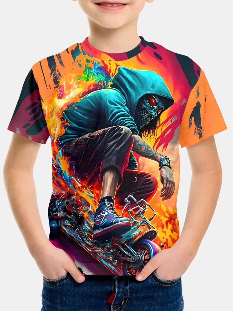 Vară Imprimare 3D Haine Copii Top Motocicletă Tricou Copii Mânecă Scurtă Băieți Fete Topuri Largi Streetwear Tricouri