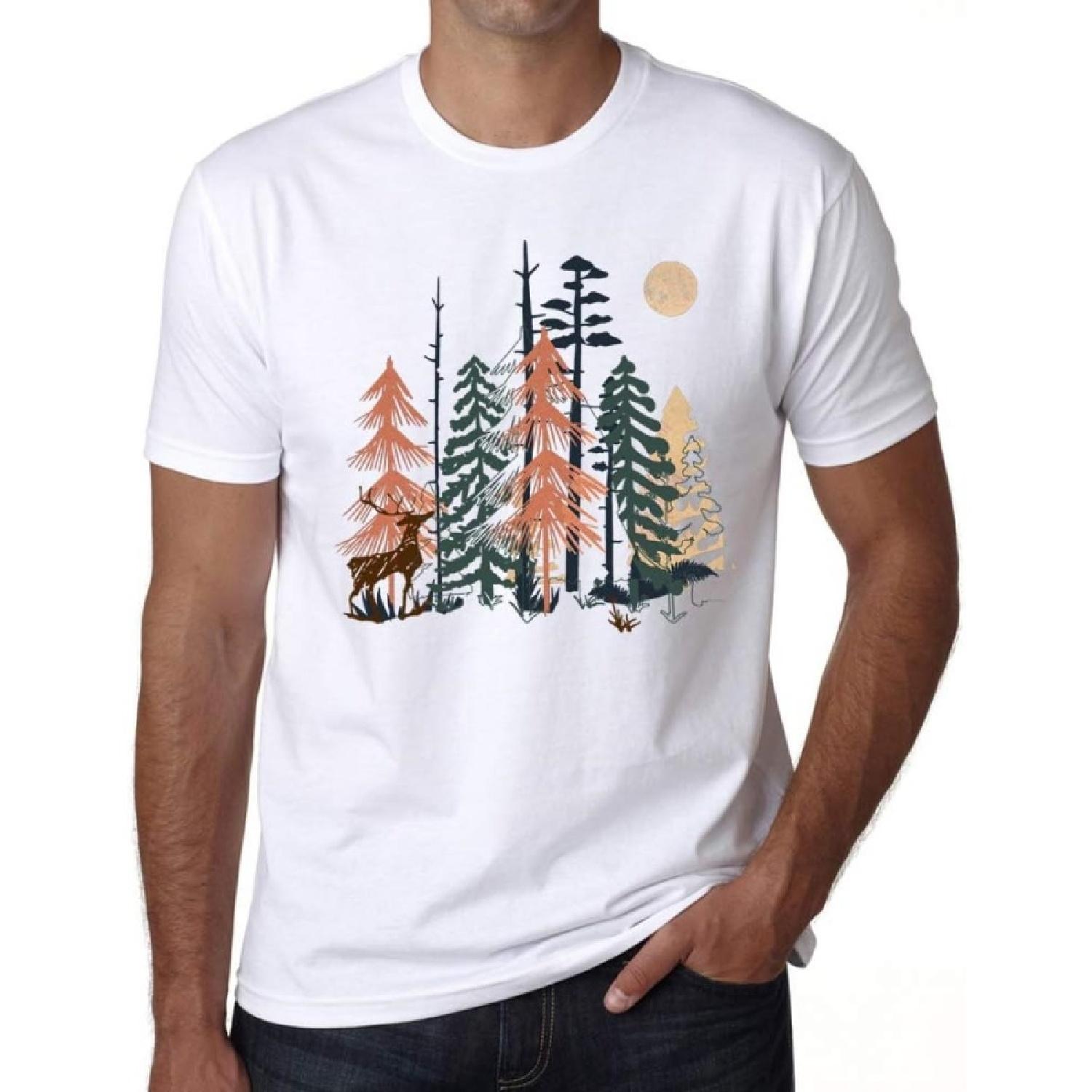ULTRABASIC Men s Graphic T-Shirt Nature Forest Moon Eco-Friendly Limited Edition Short Sleeve Tee-Shirt Vintage Birthday XXXXXL белый