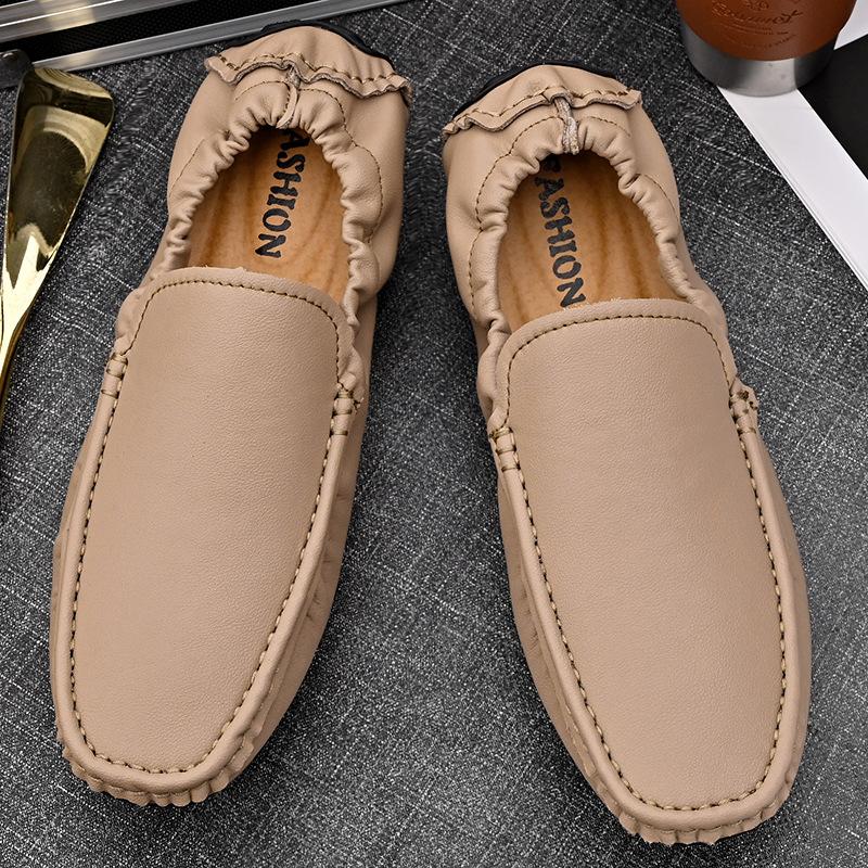 Summer New Hot-selling Amazon Large-size High-end Soft-soled Doudou Leather Shoes, Lazy Foot-covering Driving Men's Shoes