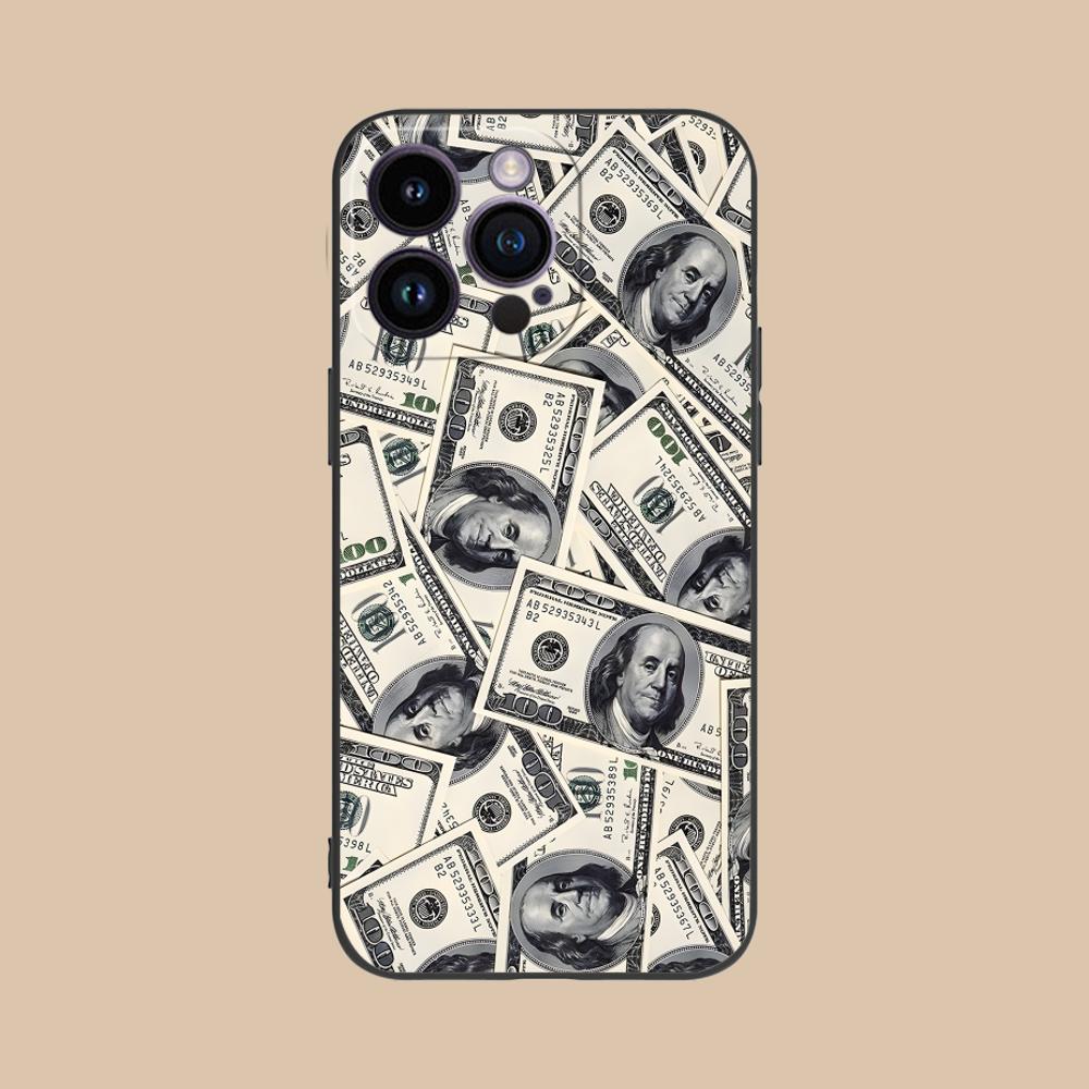 USD Dollar Printed Phone Case for iPhone 17 16 15 14 13 12 11 X XR XS 8 7 Air Pro Max Plus Mini Soft TPU Shockproof Cover