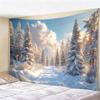 Christmas Psychedelic Tree Landscape Tapestry, Glowing Pink Forest Wall Hanging, Mystical Moon  River Backdrop for Room Decor