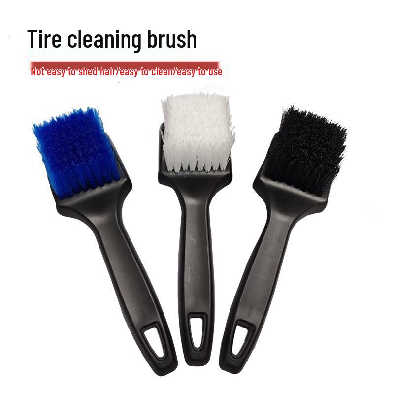 Black Hard Bristle Tire Cleaning Brush - Stain Removal Car Detailing Tool