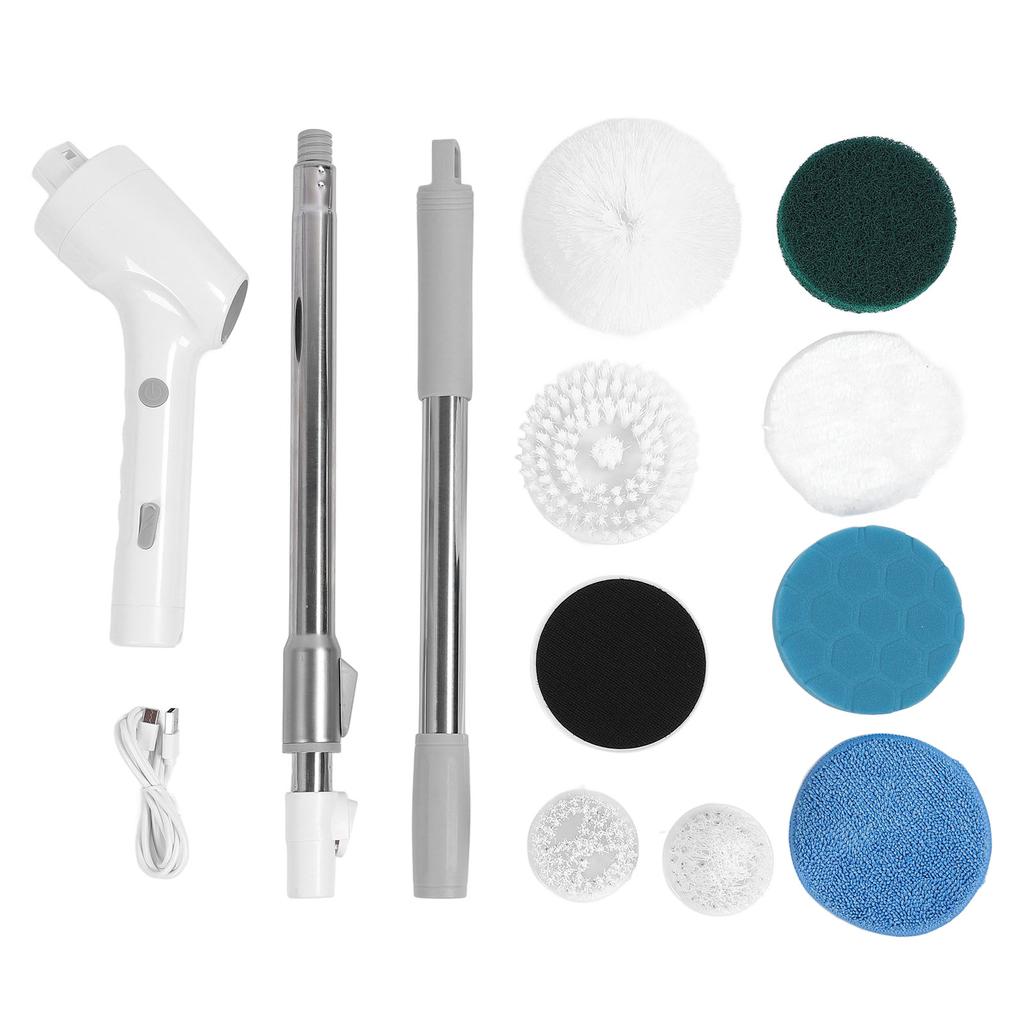 8 in 1 Electric Cleansing Brush Handheld Long Handle 25W Charging Cordless Shower Scrubber for Tub