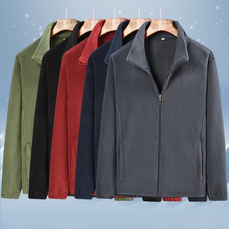 Polar Fleece Men's Fleece Jacket Autumn and Winter Casual Large Size Middle-aged and Elderly Jacket Loose Top Cold-proof