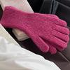 Solid color gloves, winter women's dew finger mobile phone touch screen wool knitting thickened warm couple fashion wholesale
