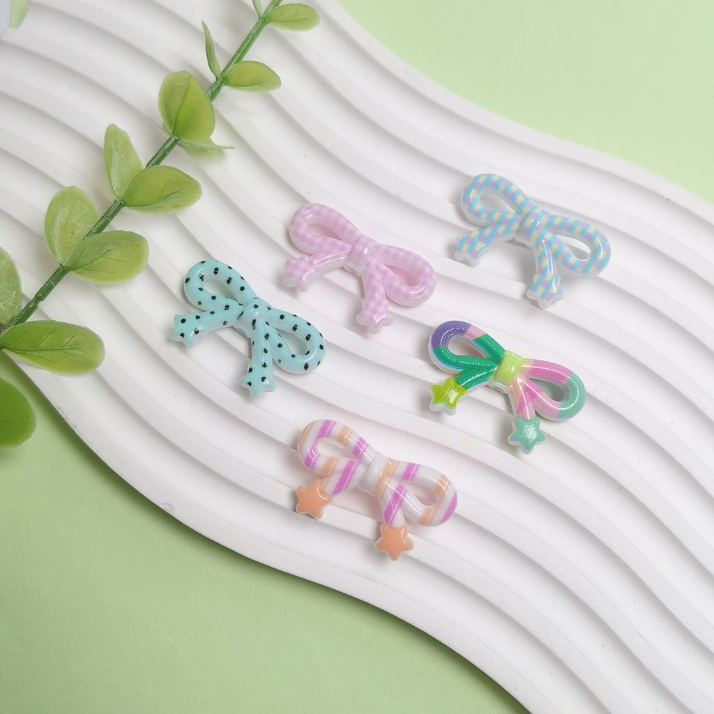 100Pcs/Bag Mixed Acrylic Bow Beads for Jewelry Making DIY Necklace Bracelet Pendant Jewelry Accessories with Hole