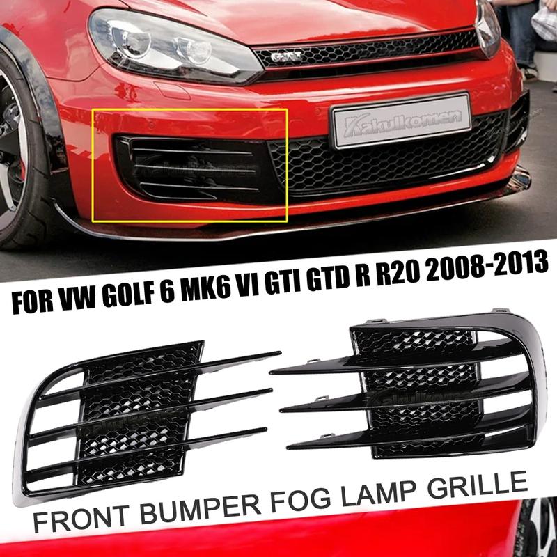 For Volkswagen VW Golf 6 MK6 VI GTI GTD R R20 2008-13 Front Bumper Fog Lamp Grille Spoiler Fog Light Eyebrow Eye Wind Knife Trim