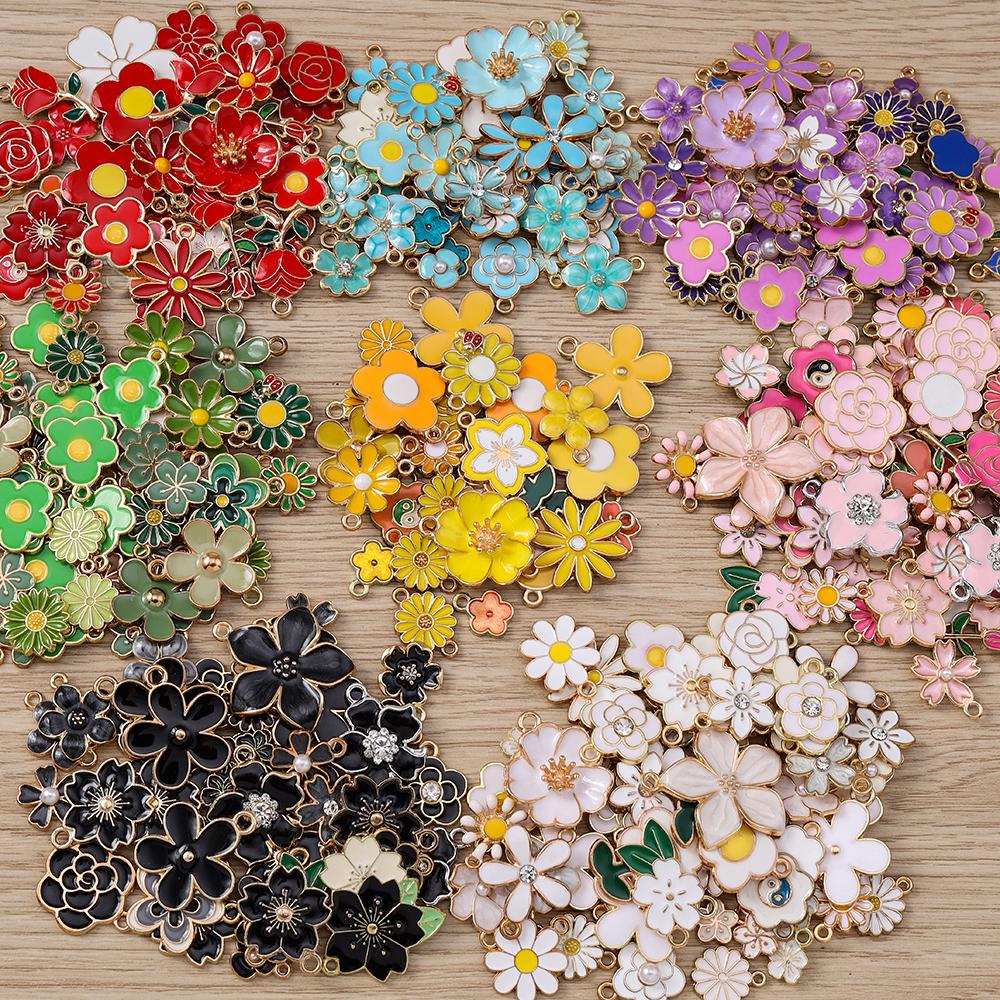 

Tusember Mixed Flower Pendants 10Pcs Cute Colorful Flowers Charms for DIY Keychain Bracelets Necklace Jewelry Making Accessories