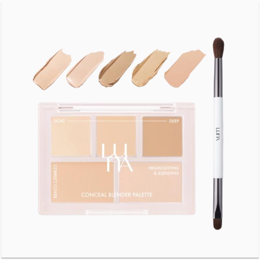 Luna Conceal Blender Palette 6g + Dual Brush Set