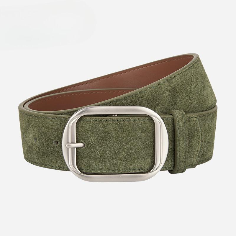 

European and American New Maillard Style Genuine Leather Women s Belt Simple Frosted Sued Versatile Dress Decorative Belt for Women 105cm