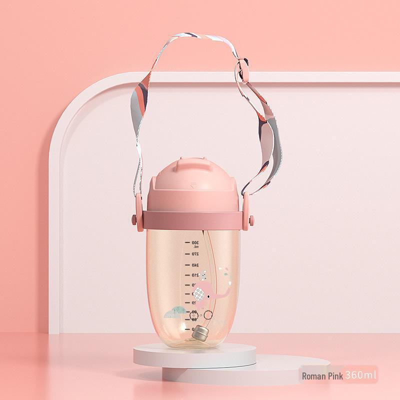 

Большая емкость PPSU соломенная кружка для детей - портативная бутылка для воды с дизайном слоненка для детского сада