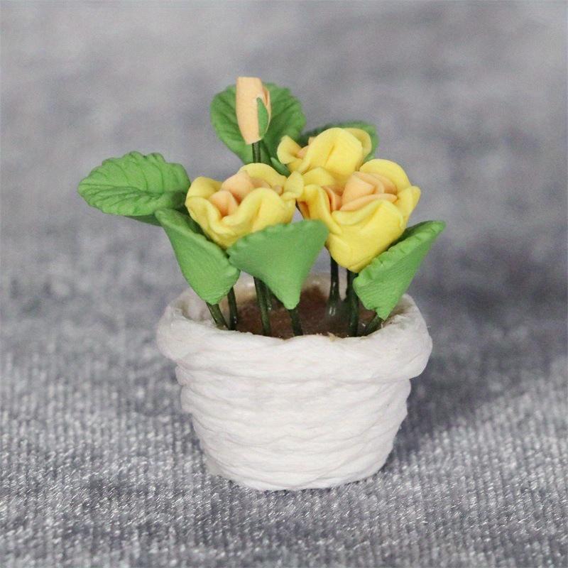 1pcs Simulation Flower Red Rose Potted Plant Garden Scene Flowers and Greenery Potted Plants Micro Landscape Potted Garden Greenery