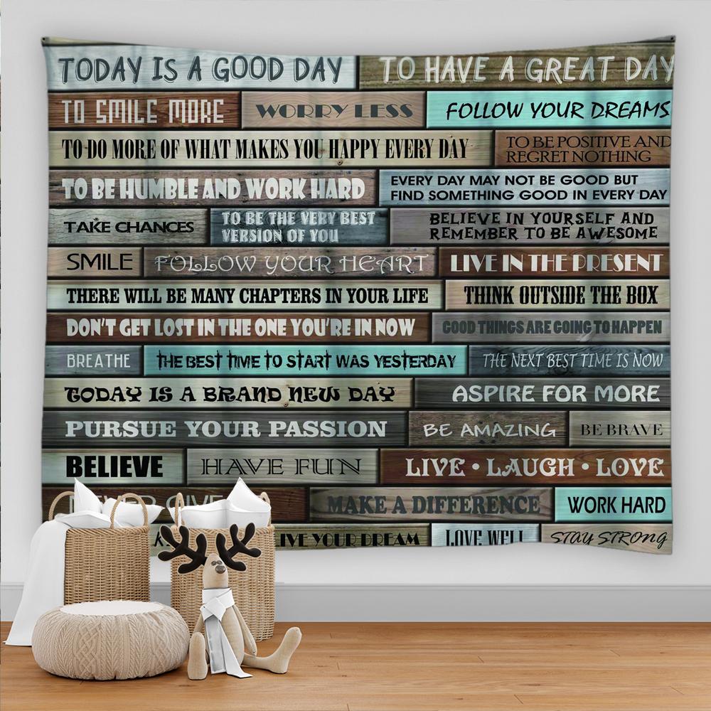 Ретро Стиль Word Art Деревянная Текстура Гобелен Настенный Психоделический Ковер Домашняя — фото 3