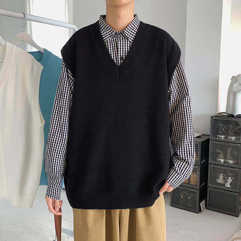 

Men s Autumn and Winter Waistcoat V-neck Sleeveless Sweater Vest M