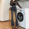 Niche High-waisted Autumn and Winter New Versatile Double-button Flared Pants for Women, Tall and Thin, Drape Spice Girl Jeans