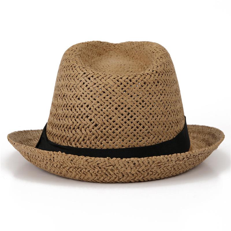 Parent-Child Straw Top Hat Men'S Trendy Sunshade Breathable Straw Hat British Retro Jazz Hat Gentleman'S Hat Sunscreen Hat