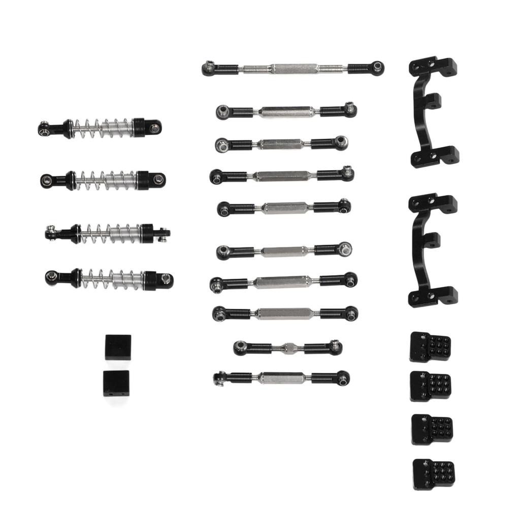 RC Car Upgrade Spare Kit Aluminum Alloy Shocks Absorber RC Car Pull Rod Kit for WPL C24 C14 C14K C24K RC Car Black
