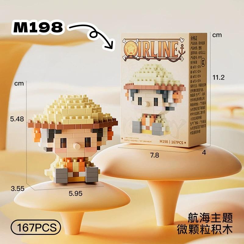 New ONE PIECE Sun God Nika Luffy Micro Building Block Chopper Ace Buggy 3D Anime Model Assembly Mini Bricks Figure Toys For Gift
