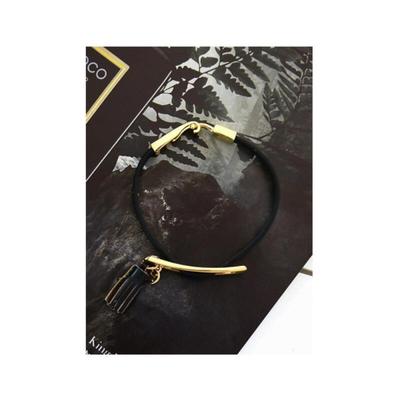 Herrenarmband aus Rindsleder und Chirurgenstahl, Schwarz-Mix