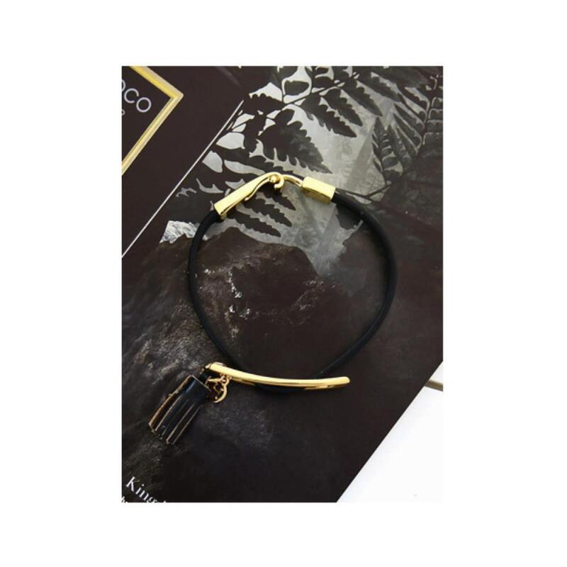 Herrenarmband aus Rindsleder und Chirurgenstahl, Schwarz-Mix