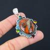 Oval Red Snakeskin Jasper Gemstone Mozambique Garnet Sterling Silver New Pendant