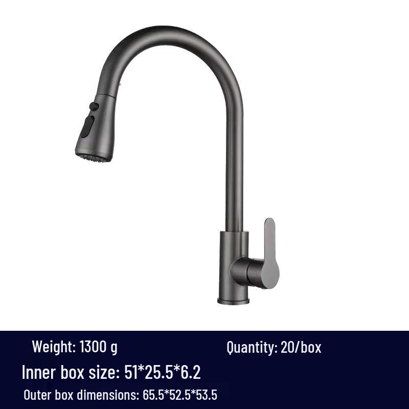 Stainless Steel Telescopic Swan Neck Faucet, Universal Rotation, Hot/Cold Compatible.