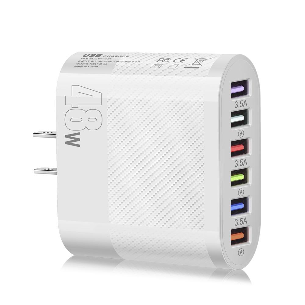 

Standard 48W 6-Port USB Travel Charger - 3.5A for Phones & Tablets, US/UK/EU Plug Options