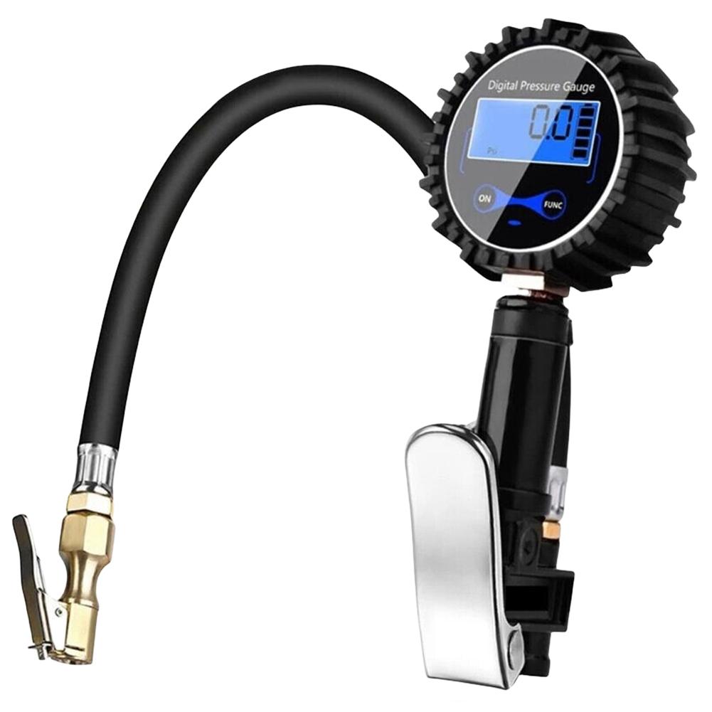Digital Air Compressor LCD Display Car Tire Inflator Gun High Precision Air Line Clip-on Tyre Pump for Motorcycle Bicycle Auto