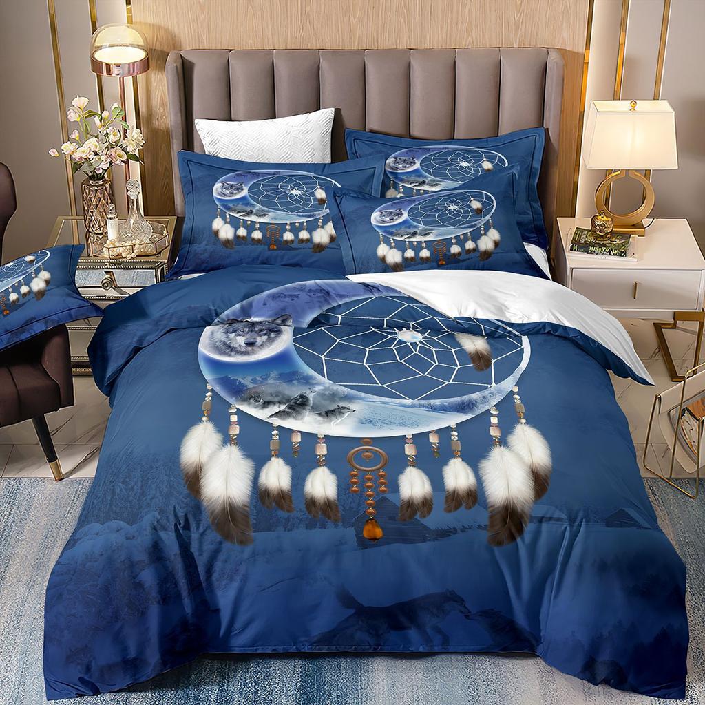 3D Digital Printing Abrasive Bedding Feather Three-Piece Set