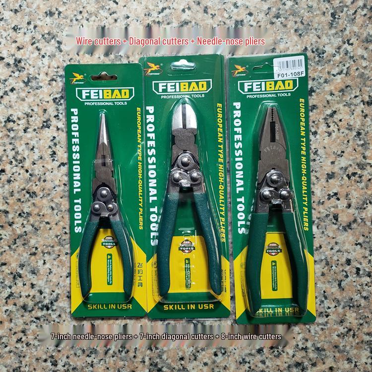 Labor-Saving Steel Wire Cutters: Multi-Functional, Angled, 6" & 8" Lineman's Pliers, Industrial Grade Electrician's Diagonal Cutting Pliers