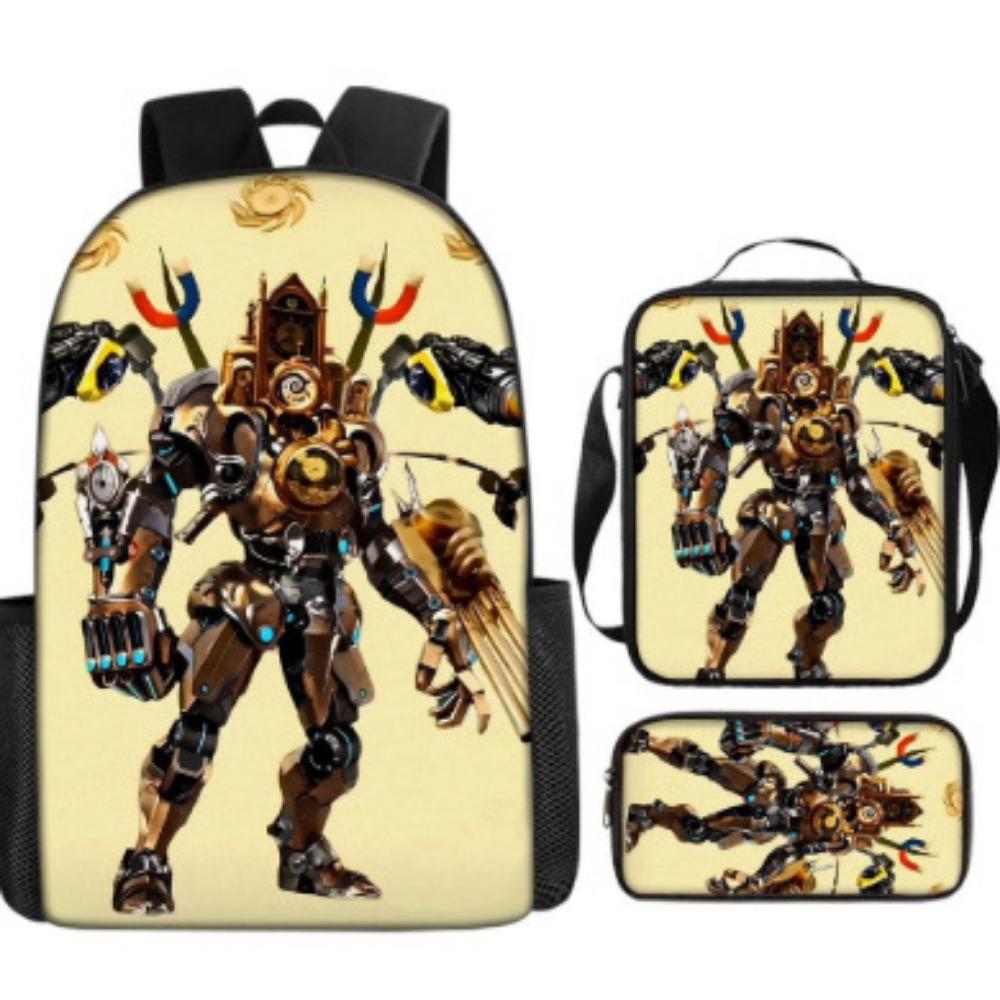 Fast Delivery Skibidi Toilet Backpack Cross-border Fashion Backpack Retro Schoolbag Cartoon Backpack Three-piece Set