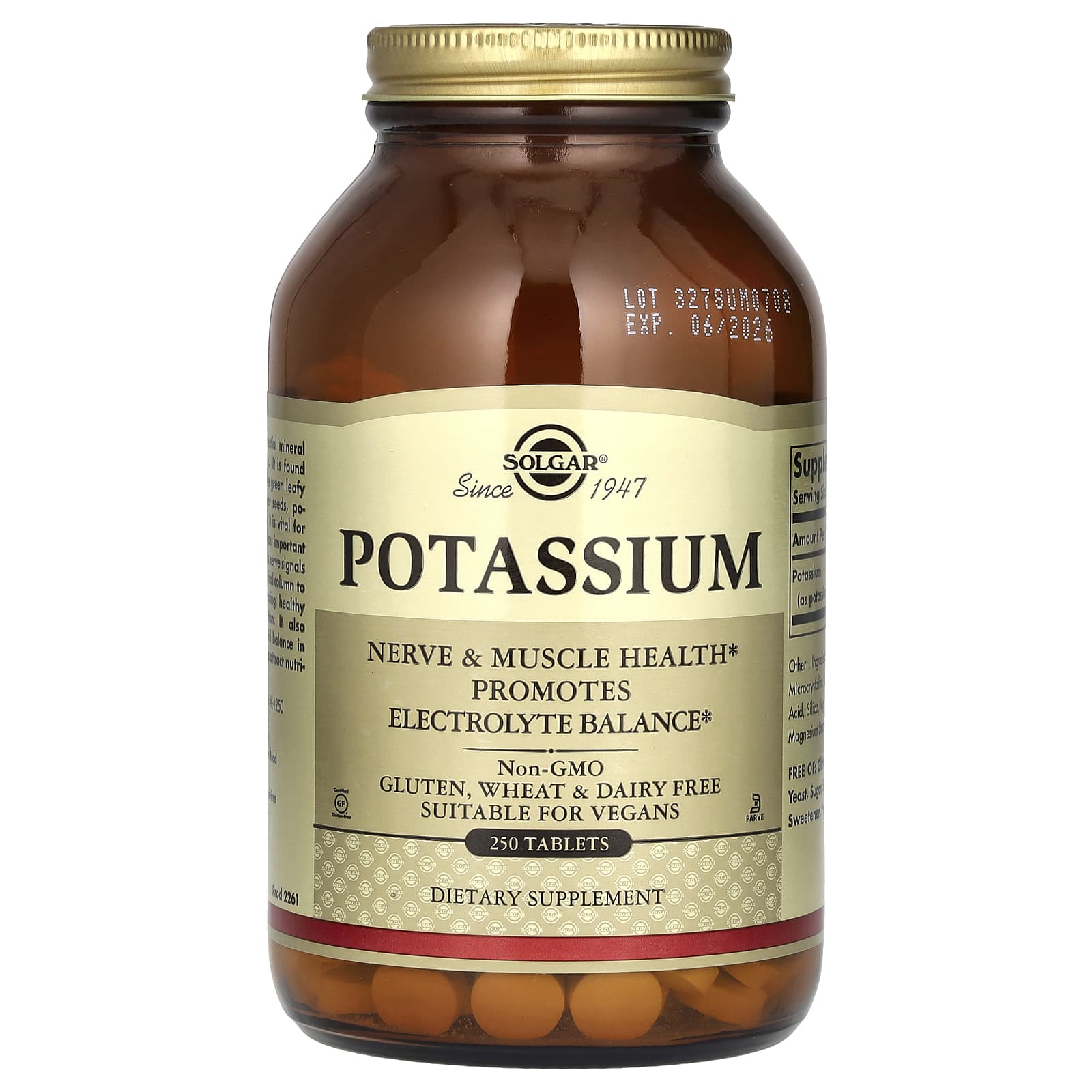 

Potassium, 250 tablets (99 mg per tablet)