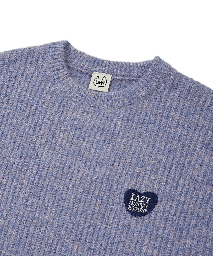 LMR Hairy Heart Embroidered Pullover Knit Purple