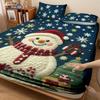 3-teiliges Frohe Weihnachten Schneemann-Druck Kernloses Bettlaken-Set Mehrere Größen Bequeme Bettdecke Schlafzimmer Bettwäsche Feiertagsdekoration